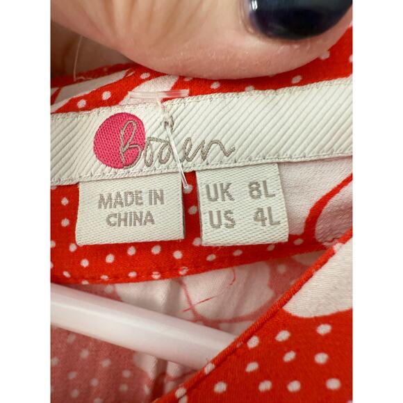 Boden Ruth Midi Dress Red Floral SIze 4L US/ 8L UK - Picture 5 of 9
